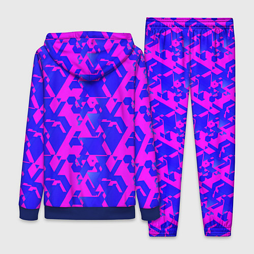 Женский костюм Синие фигуры на розовом фоне / 3D-Синий – фото 2