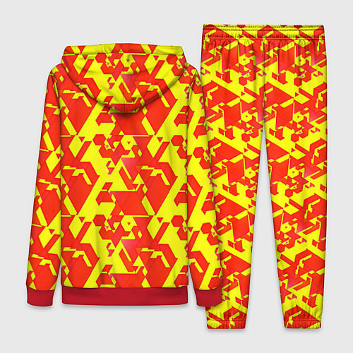 Женский костюм Красные фигуры на жёлтом фоне / 3D-Красный – фото 2
