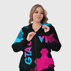 Женский 3D-костюм GTA 6 - neon gradient вертикально, цвет: 3D-черный — фото 2