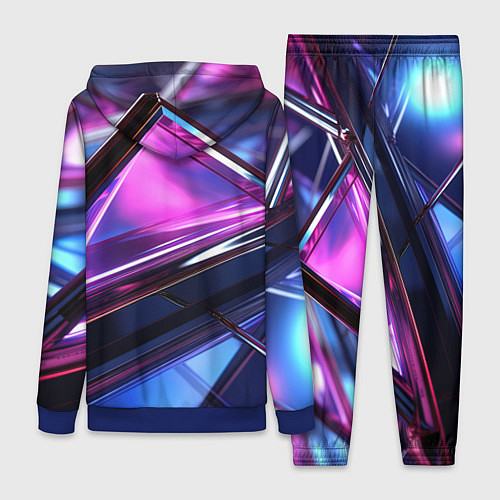 Женский костюм Фиолетовые абстрактные треугольники / 3D-Синий – фото 2