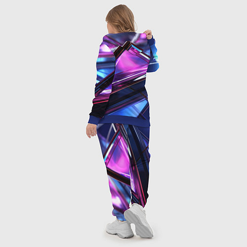 Женский костюм Фиолетовые абстрактные треугольники / 3D-Синий – фото 5