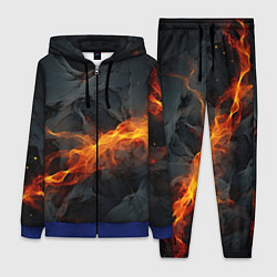Женский 3D-костюм Оранжевая световая абстракция на черном, цвет: 3D-синий