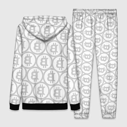 Женский костюм Биткоин патерн на белом фоне / 3D-Черный – фото 2