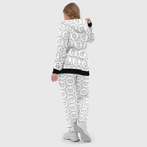 Женский костюм Биткоин патерн на белом фоне / 3D-Черный – фото 5