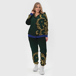 Женский 3D-костюм Лепнина золотые узоры на зеленой ткани, цвет: 3D-синий — фото 2