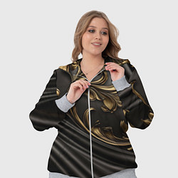 Женский 3D-костюм Объемные золотые узоры на черной ткани лепнина, цвет: 3D-меланж — фото 2