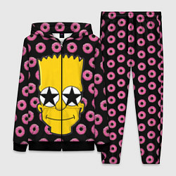 Женский 3D-костюм Барт Симпсон на фоне пончиков, цвет: 3D-черный
