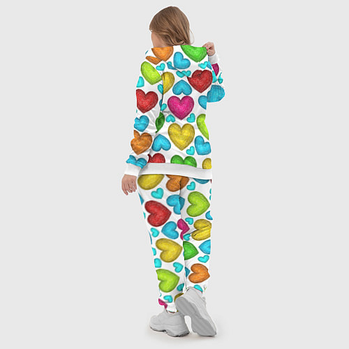 Женский костюм Сердца нарисованные цветными карандашами / 3D-Белый – фото 5