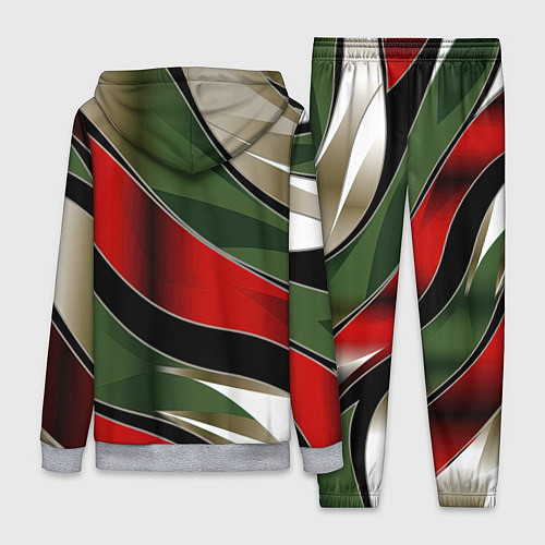 Женский костюм Белые зеленые и красные полосы / 3D-Меланж – фото 2