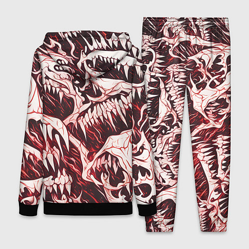 Женский костюм Белые клыки на красном фоне / 3D-Черный – фото 2