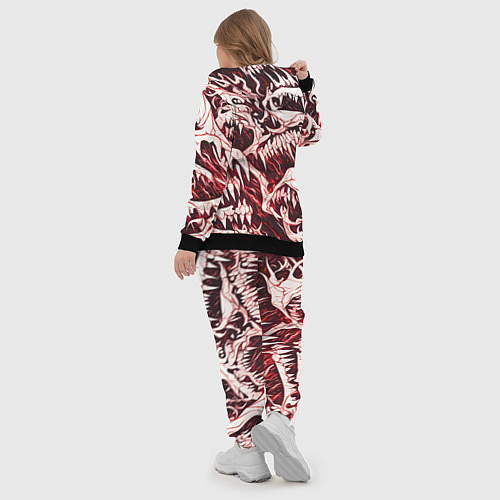 Женский костюм Белые клыки на красном фоне / 3D-Черный – фото 5