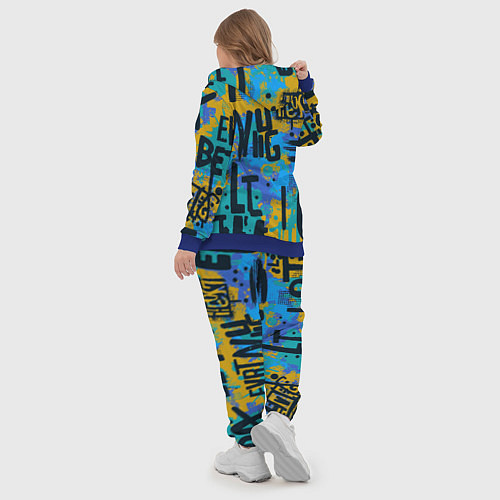 Женский костюм Крупные буквы на цветном фоне / 3D-Синий – фото 5