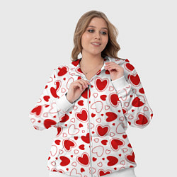 Женский 3D-костюм Красные сердечки на белом фоне, цвет: 3D-белый — фото 2