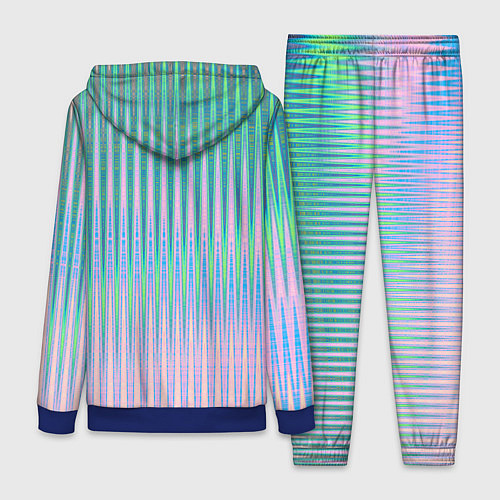 Женский костюм Голографический эффект светлых тонов полос / 3D-Синий – фото 2