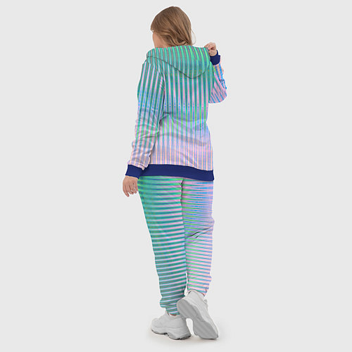 Женский костюм Голографический эффект светлых тонов полос / 3D-Синий – фото 5