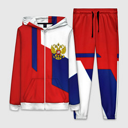 Женский 3D-костюм Спортивная текстура герб России, цвет: 3D-белый