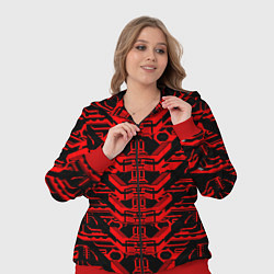 Женский 3D-костюм Красная техно-броня на чёрном фоне, цвет: 3D-красный — фото 2