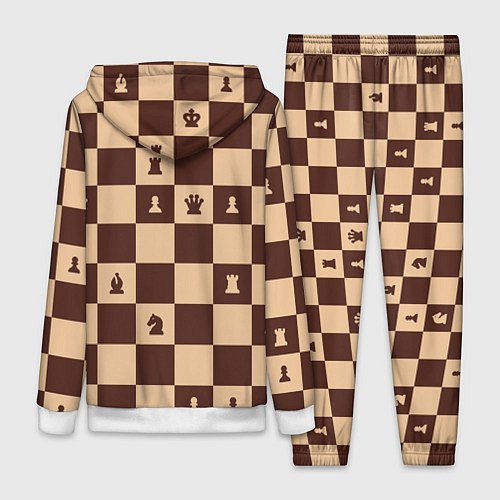 Женский костюм Коричневая шахматная доска / 3D-Белый – фото 2