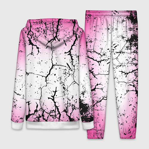 Женский костюм Текстура чёрных трещин на розовом переливе / 3D-Белый – фото 2