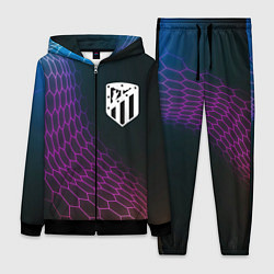 Женский 3D-костюм Atletico Madrid футбольная сетка, цвет: 3D-черный