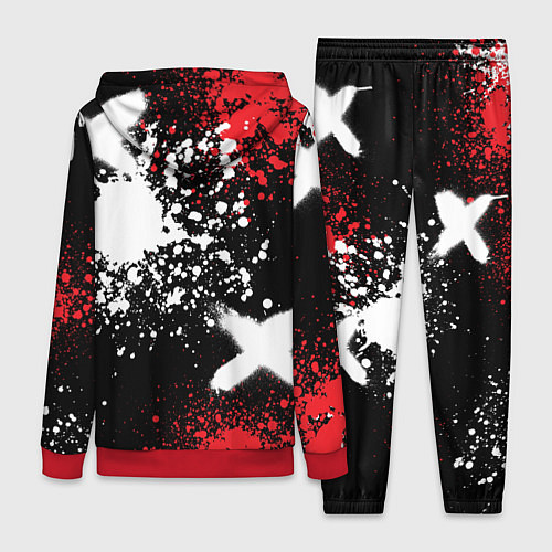 Женский костюм Мерседес на фоне граффити и брызг красок / 3D-Красный – фото 2