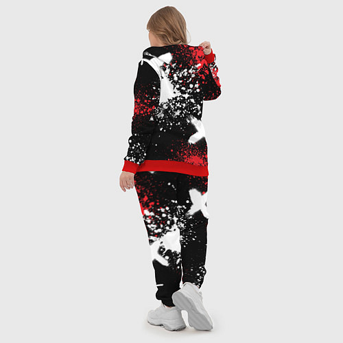 Женский костюм Мерседес на фоне граффити и брызг красок / 3D-Красный – фото 5