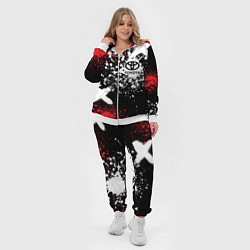 Женский 3D-костюм Тойота на фоне граффити и брызг красок, цвет: 3D-белый — фото 2