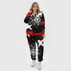Женский 3D-костюм Дракон уроборос на фоне брызг красок и граффити, цвет: 3D-красный — фото 2