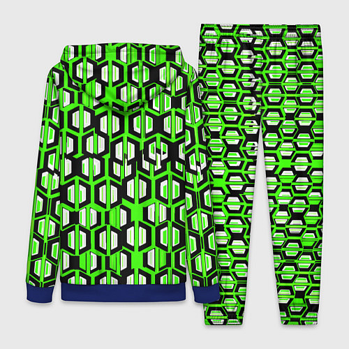 Женский костюм Техно узор из шестиугольников зелёный / 3D-Синий – фото 2