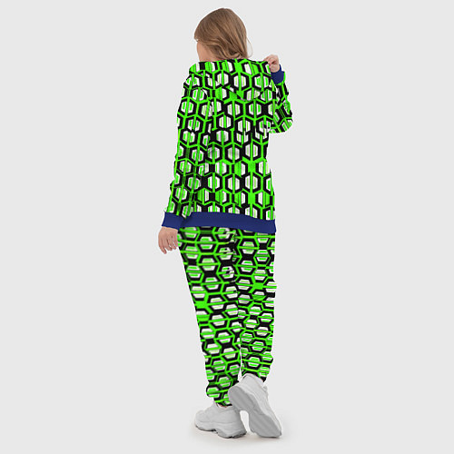 Женский костюм Техно узор из шестиугольников зелёный / 3D-Синий – фото 5