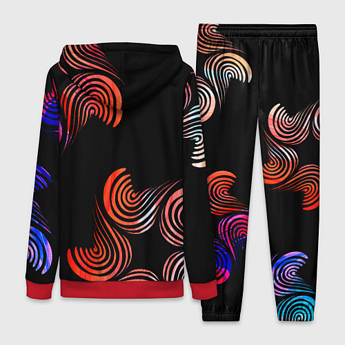 Женский костюм Чёрные звёзды и завихрения / 3D-Красный – фото 2