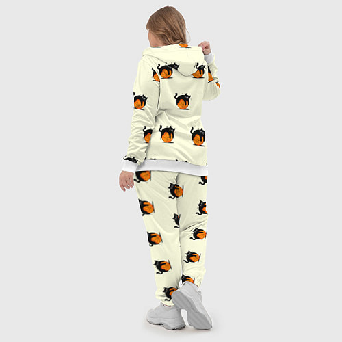 Женский костюм Черный котик на баскетбольном мяче узор / 3D-Белый – фото 5
