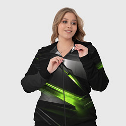 Женский 3D-костюм Зеленая абстрактная конструкция в стиле nvidia, цвет: 3D-черный — фото 2
