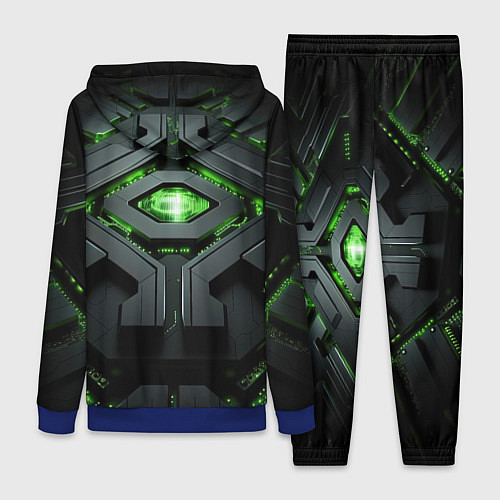 Женский костюм Объемная абстрактная яркая зеленая фигура на черно / 3D-Синий – фото 2