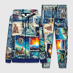Женский 3D-костюм Разнообразие миров - пэчворк, цвет: 3D-синий