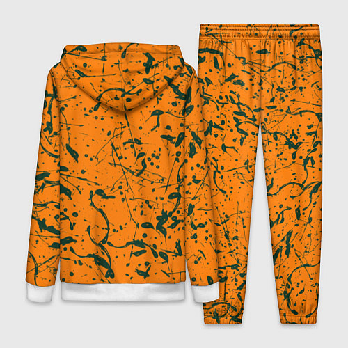 Женский костюм Оранжевый с брызгами зеленой краски / 3D-Белый – фото 2