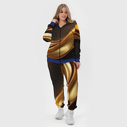 Женский 3D-костюм Золотая стильная абстракция на черном фоне, цвет: 3D-синий — фото 2