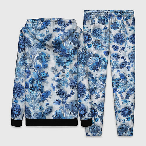 Женский костюм Цветочный сине-голубой узор / 3D-Черный – фото 2