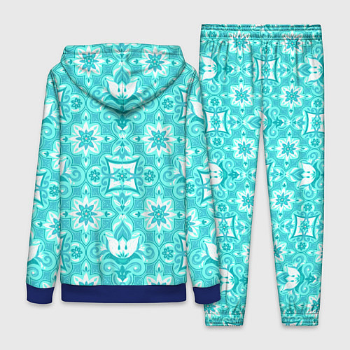 Женский костюм Бирюзовая цветочная геометрия / 3D-Синий – фото 2