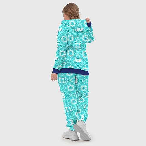 Женский костюм Бирюзовая цветочная геометрия / 3D-Синий – фото 5