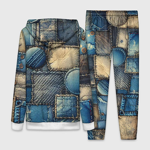 Женский костюм Denim patchwork - ai art / 3D-Белый – фото 2