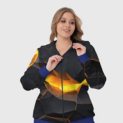 Женский 3D-костюм Разлом черных плит и оранжевая лава, цвет: 3D-синий — фото 2