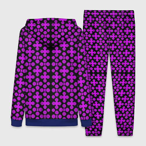 Женский костюм Розовые четырёхлистники на чёрном фоне / 3D-Синий – фото 2