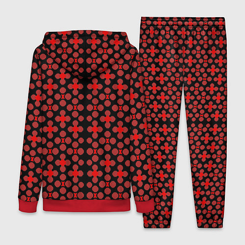 Женский костюм Красные четырёхлистники на чёрном фоне / 3D-Красный – фото 2