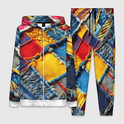 Женский 3D-костюм Colorful denim patchwork - ai art, цвет: 3D-белый
