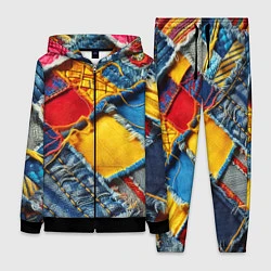 Женский 3D-костюм Colorful denim patchwork - ai art, цвет: 3D-черный