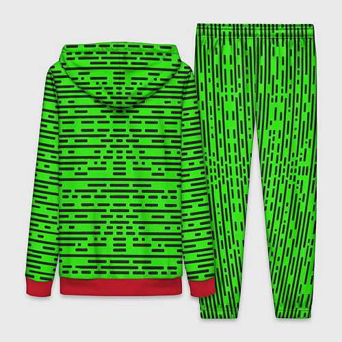 Женский костюм Чёрные полосы на зелёном фоне / 3D-Красный – фото 2