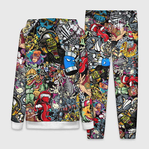 Женский костюм Разноцветные татуировки в стиле граффити / 3D-Белый – фото 2