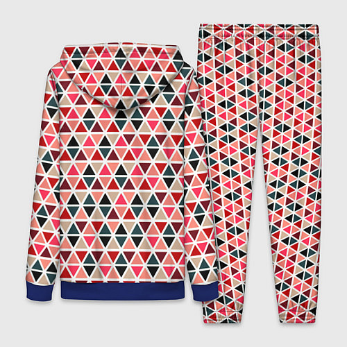 Женский костюм Бирюзово-розовый геометричный треугольники / 3D-Синий – фото 2