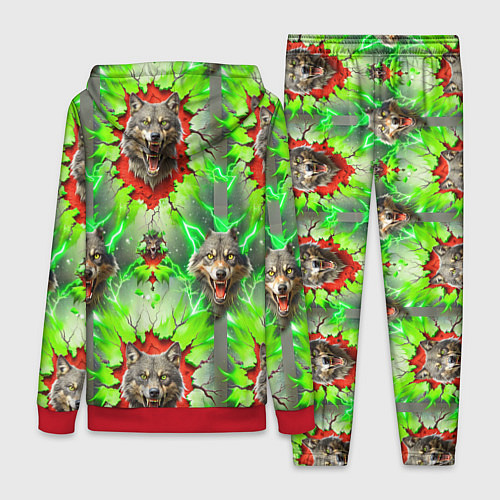 Женский костюм Волки из зеленого паттерна / 3D-Красный – фото 2